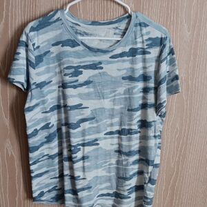 Lucky Brand Blue Camo Short Sleeve Tee